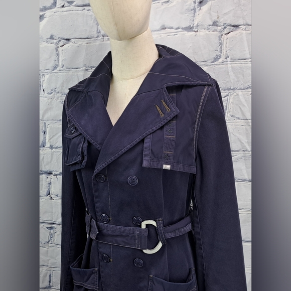 Diesel Women's Trench Coat Jacket Denim Cotton Belted High Quality size Small - Picture 4 of 14